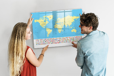 Magnetic board for drawing Classic map of the world