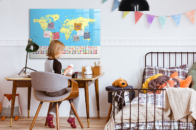 Magnetic board for drawing Classic world map