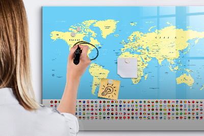 Magnetic board for drawing Classic world map