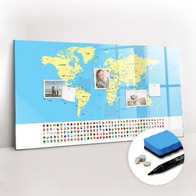 Magnetic board for drawing Classic world map