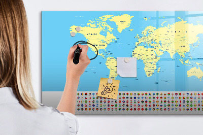 Magnetic board for drawing Classic world map