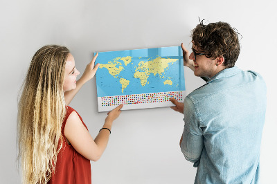 Magnetic erase board Classic world map