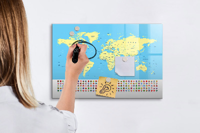 Magnetic erase board Classic world map
