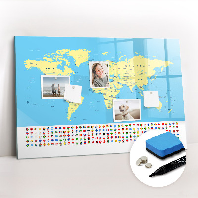 Magnetic board for drawing Classic world map