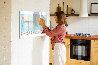 Magnetic board for drawing Geography world map