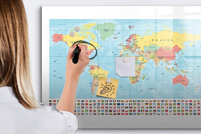 Magnetic board for drawing Geography world map