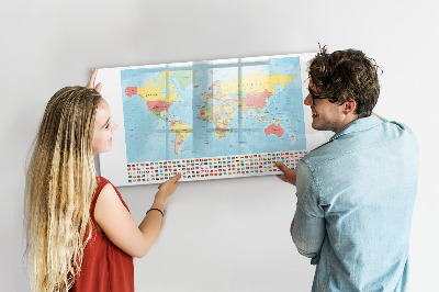 Magnetic writing board Geography world map