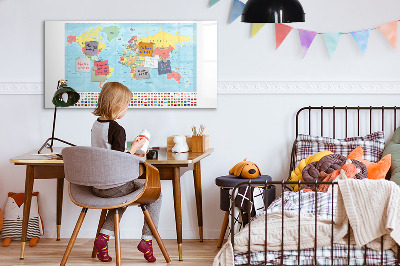 Magnetic board for drawing Geography world map