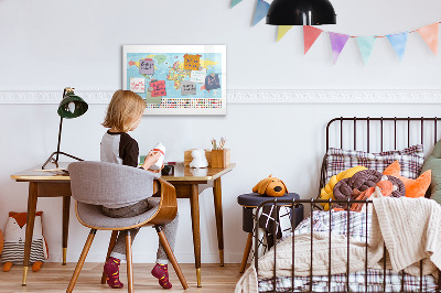 Magnetic writing board Geography world map