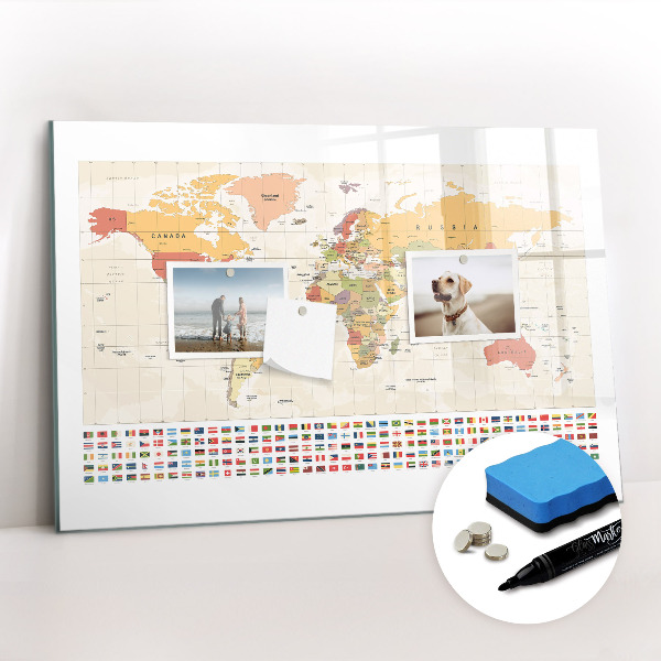 Magnetic erase board World Map Project