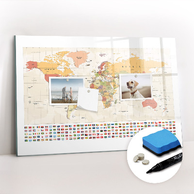 Magnetic erase board World Map Project