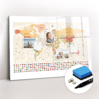 Magnetic erase board World Map Project