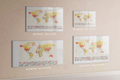 Magnetic board for writing World map design