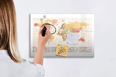 Magnetic board for writing World Map Project