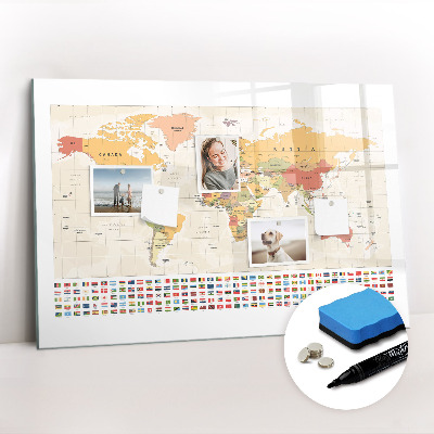 Magnetic erase board World Map Project