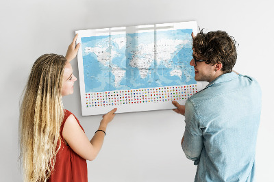 Magnetic board with marker Illustration of the map of the continents