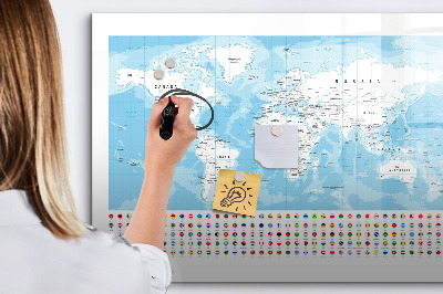 Magnetic board with marker Illustration of the continent map