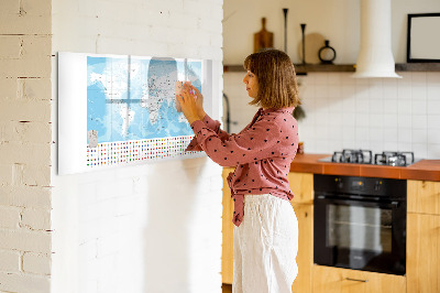 Magnetic board with marker Illustration of the map of the continents