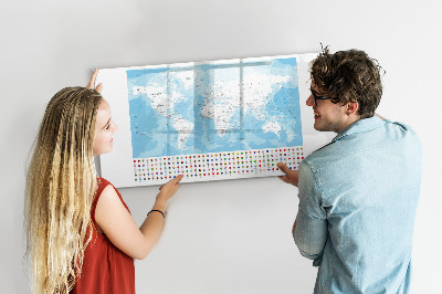 Magnetic writing board Illustration of the continent map