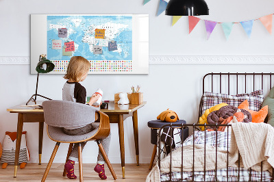 Magnetic writing board Illustration of the continent map
