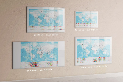 Magnetic writing board Illustration of the continent map