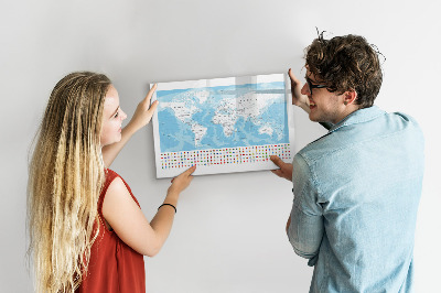 Magnetic board with marker Illustration of the continent map