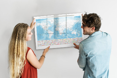 Magnetic writing board Illustration of the continent map