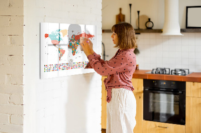 Magnetic erase board Colored world map