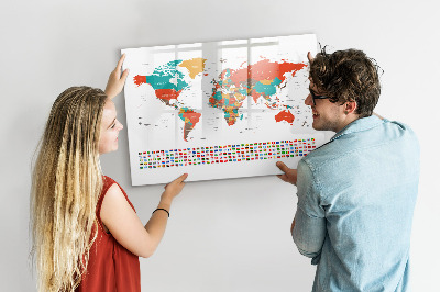 Magnetic erase board Colored world map