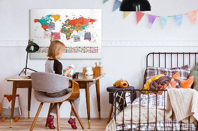 Magnetic board for drawing Colorful map of the world