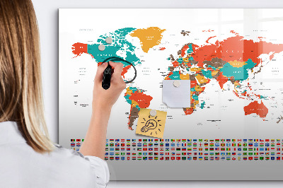 Magnetic board for drawing Colorful map of the world