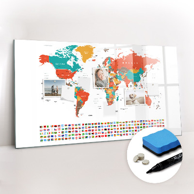 Magnetic board for drawing Colored world map