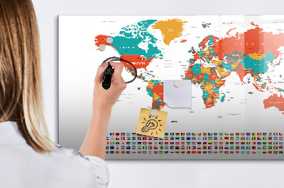 Magnetic board for drawing Colored world map