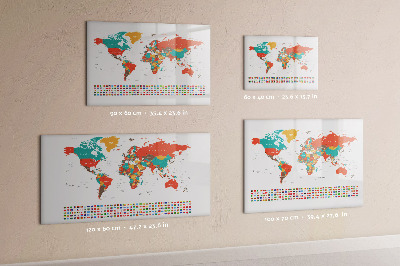 Magnetic erase board Colored world map