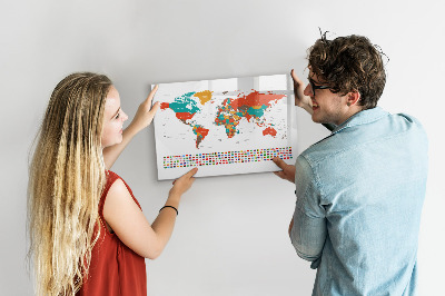Magnetic board for drawing Colored world map
