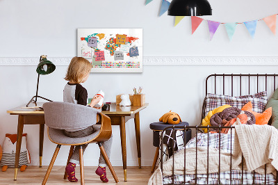 Magnetic erase board Colored world map