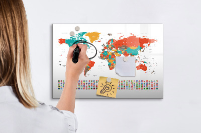 Magnetic board for drawing Colored world map
