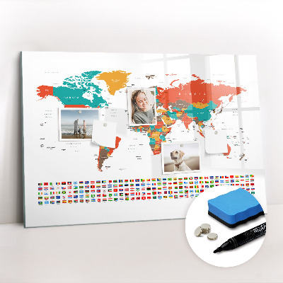 Magnetic board for drawing Colored world map