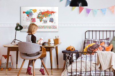 Magnetic board for drawing Colorful map of the world