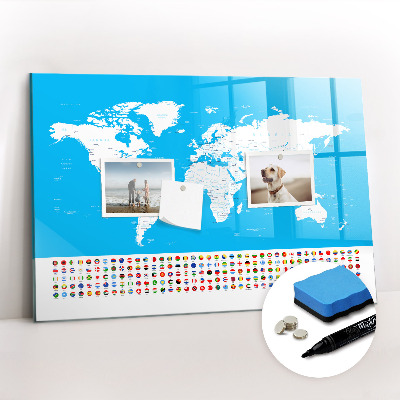 Magnetic board for drawing Outline map of countries