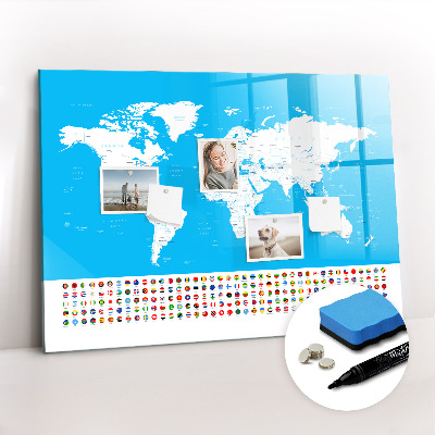Magnetic writing board Outline map of countries