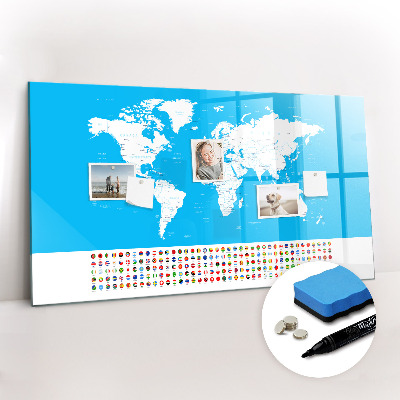 Magnetic writing board Outline map of countries