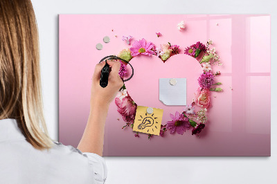Magnetic erase board Heart of flowers