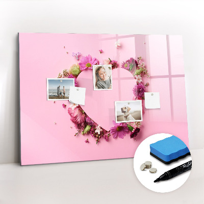 Magnetic board for writing Heart of flowers