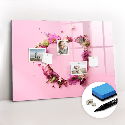 Magnetic erase board Heart of flowers