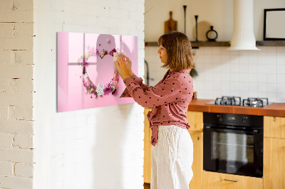 Magnetic erase board Heart of flowers