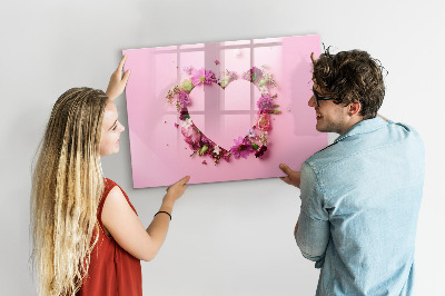 Magnetic erase board Heart of flowers