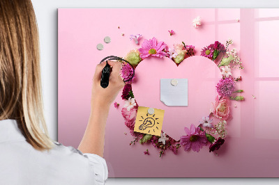 Magnetic board for writing Heart of flowers