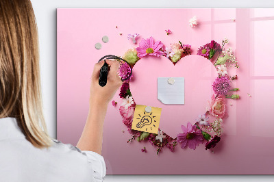 Magnetic erase board Heart of flowers