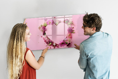Magnetic erase board Heart of flowers